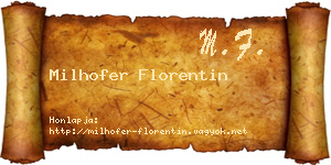 Milhofer Florentin névjegykártya